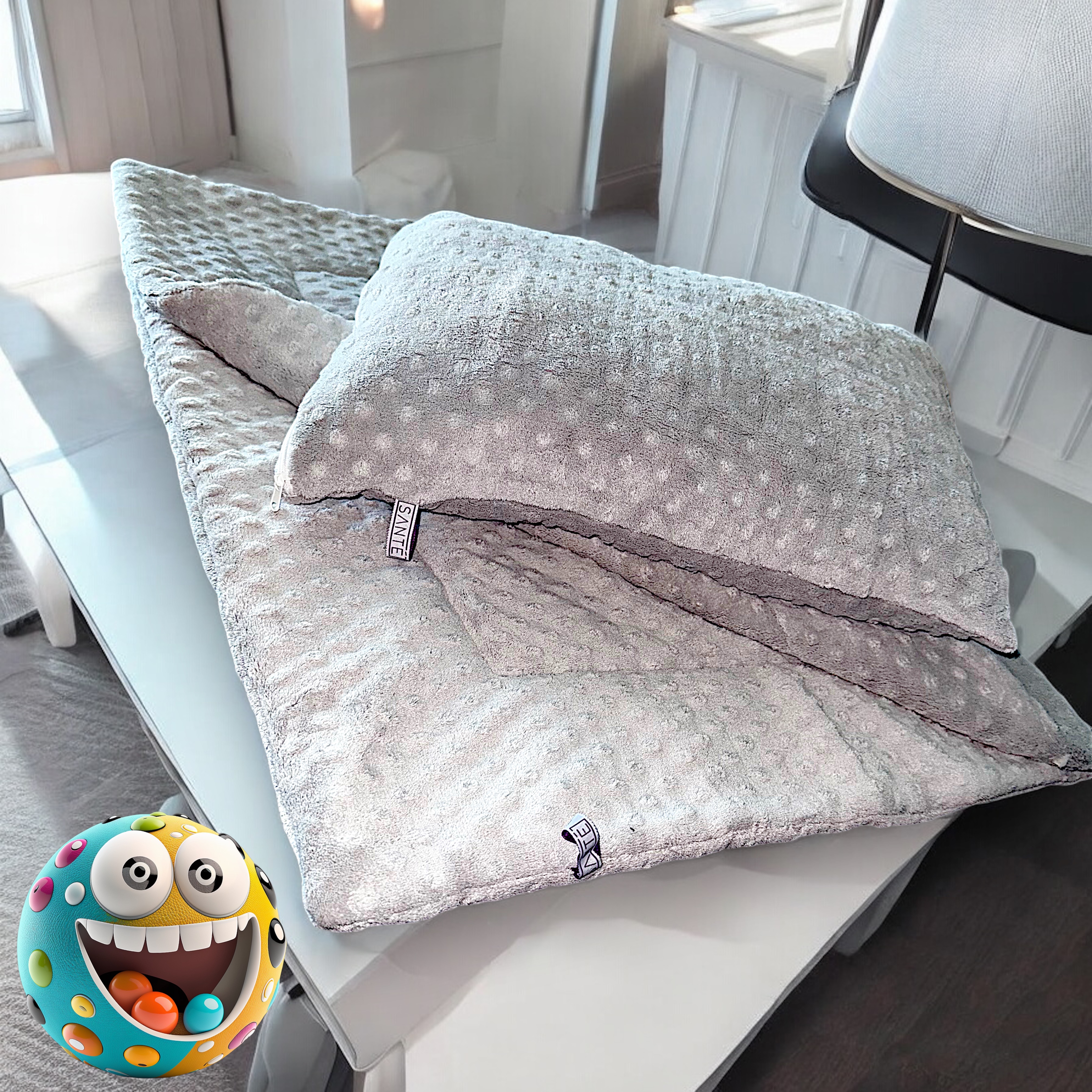 Plišani komplet za bebe – sivi jastuk 40x60 i prekrivač 80x120