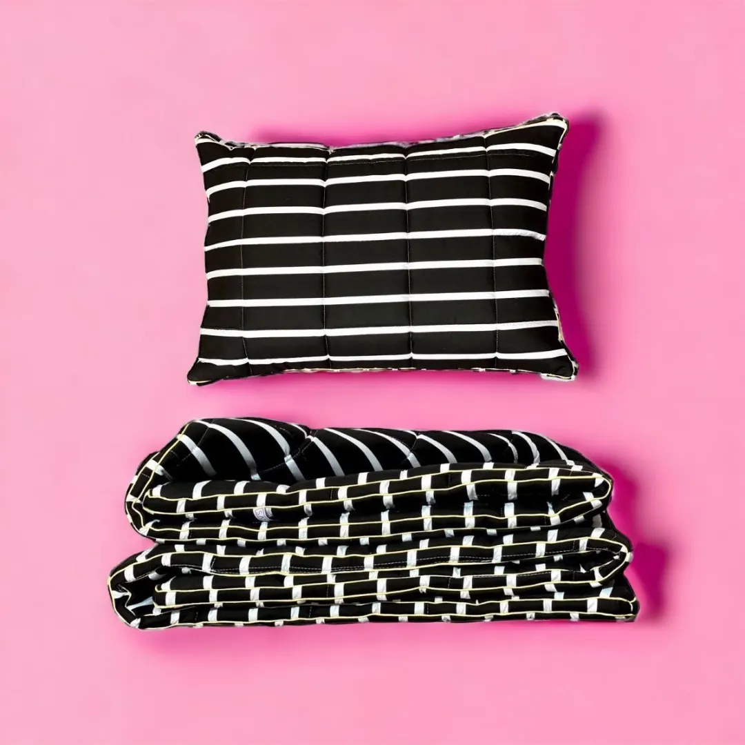 Set Premium jastuk + pokrivač crno belo